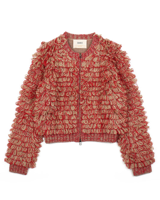 Mop Cardigan beige/red