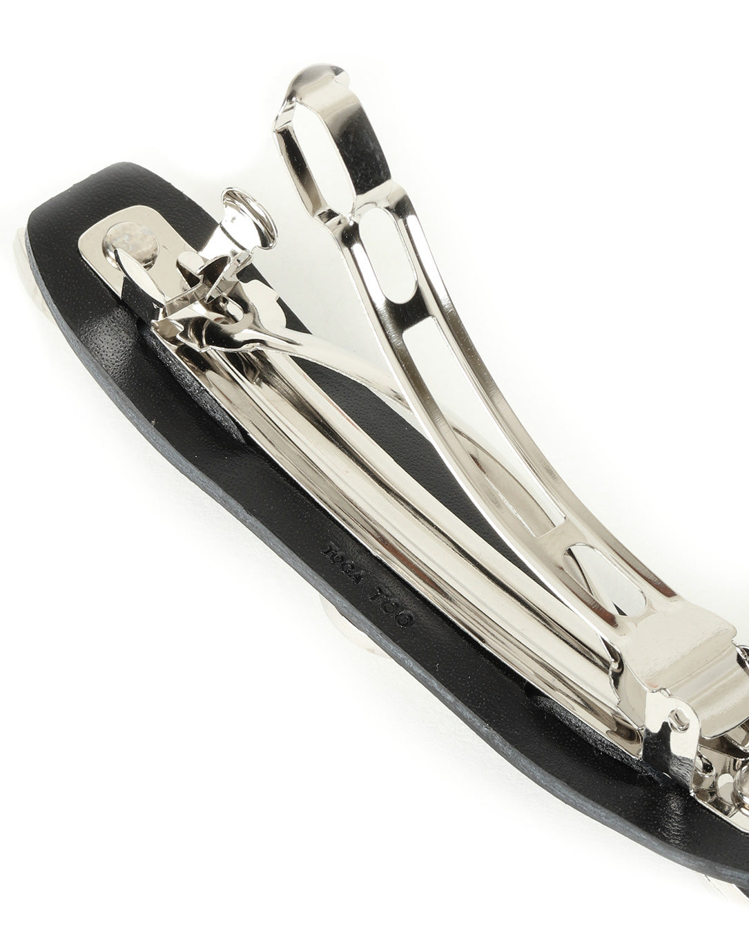 Metal Leather Barrette small black