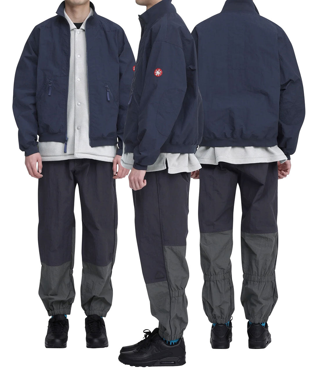 Rib Collar Nylon Zip Up