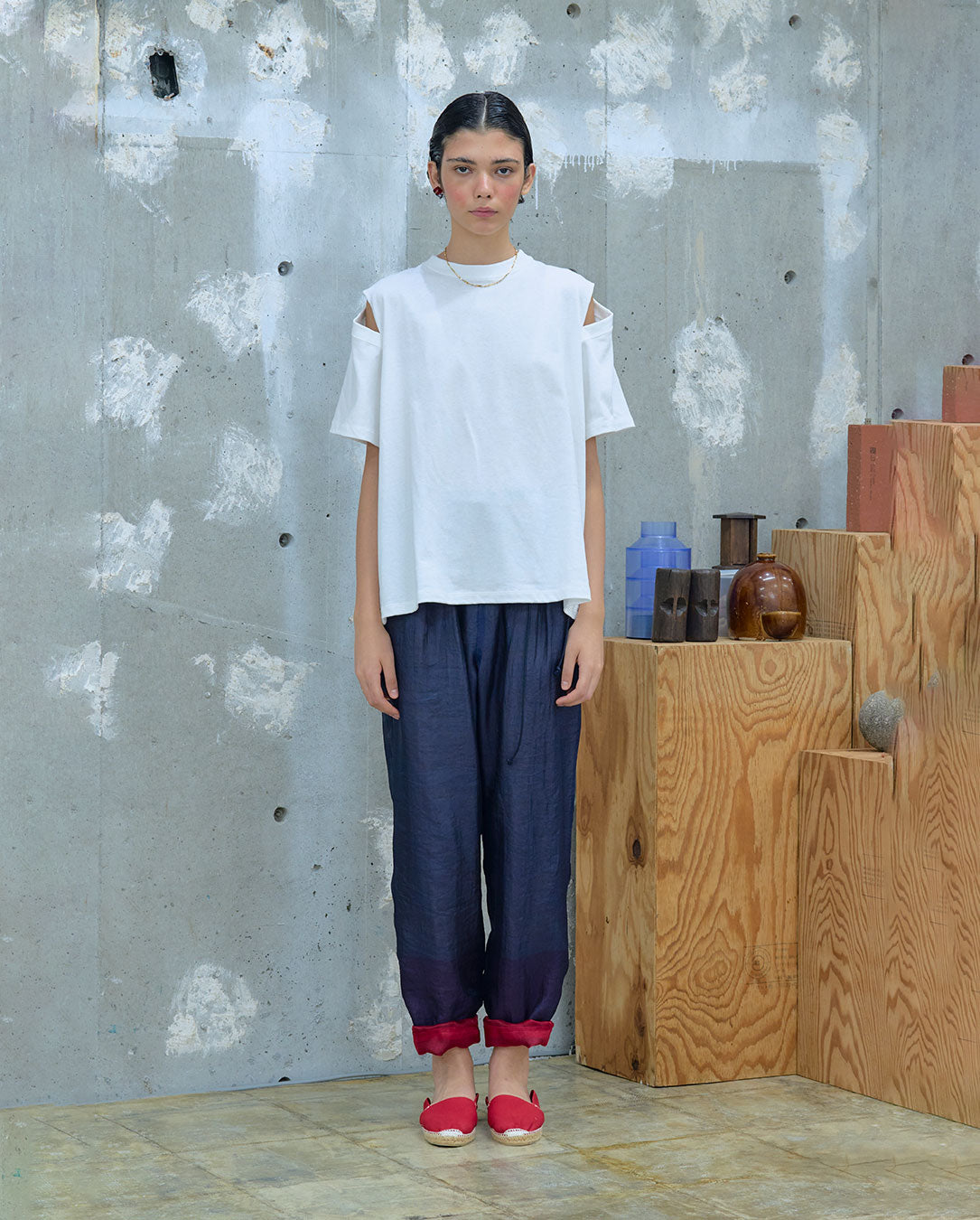 Cotton Jersey Semicricle T-shirt black