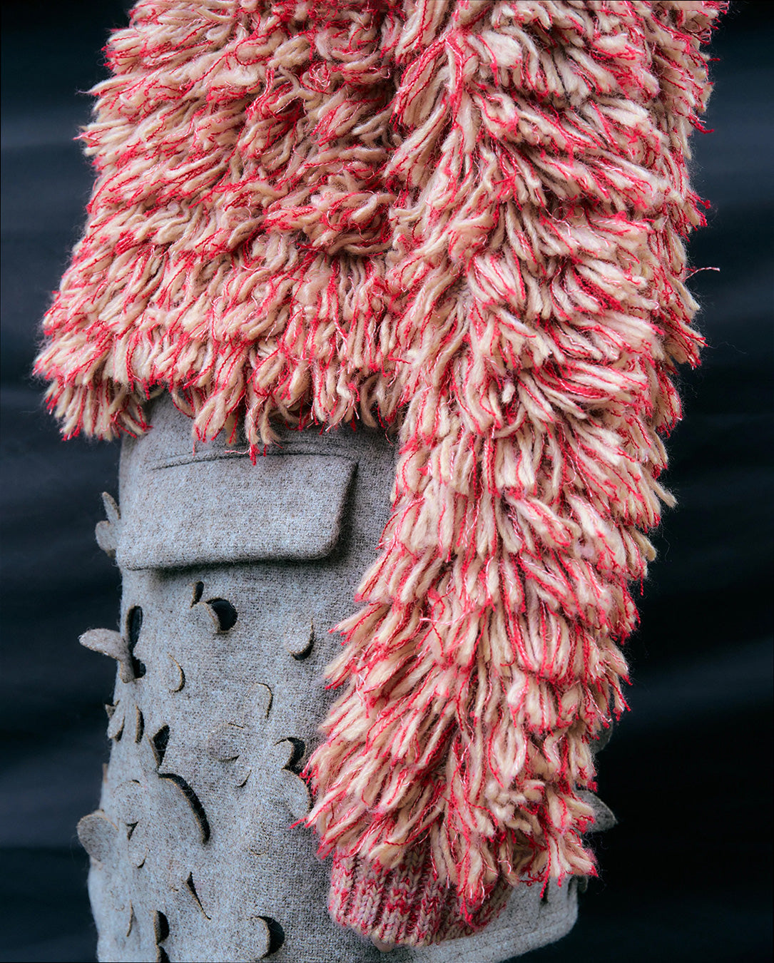 Mop Cardigan beige/red