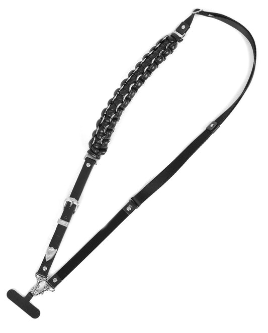 Leather Braid Phone Strap black