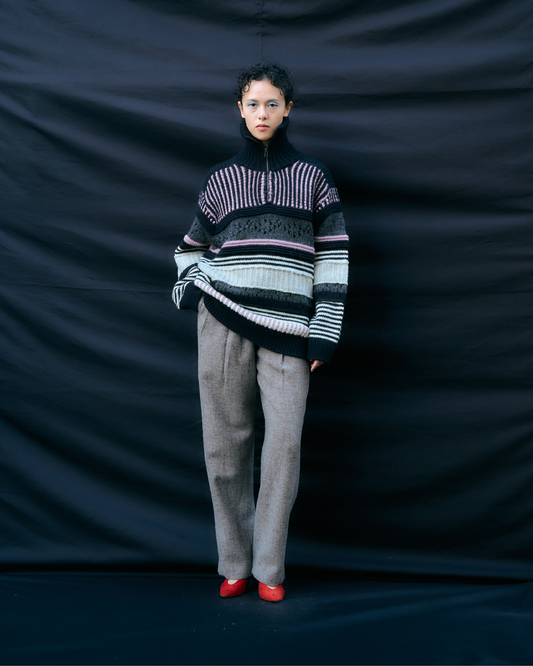 Mix Pattern Pullover Knit monotone