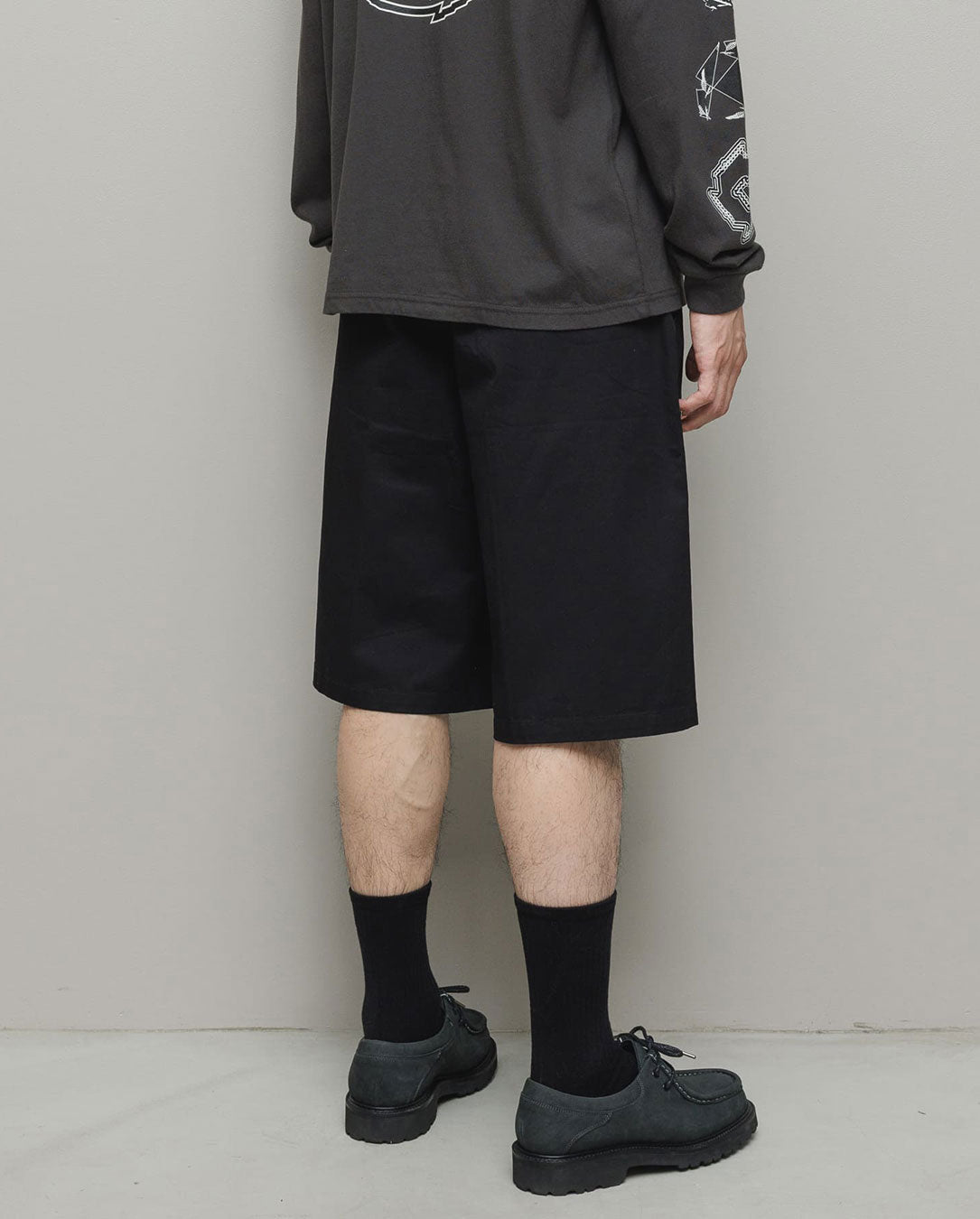 Cotton Twill Over Sized Bermuda Short black
