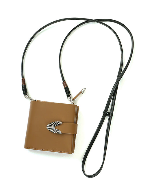 Leather Shoulder Wallet camel