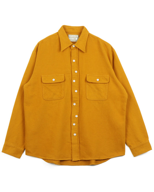 Cat Foot Print Nel Shirt mustard
