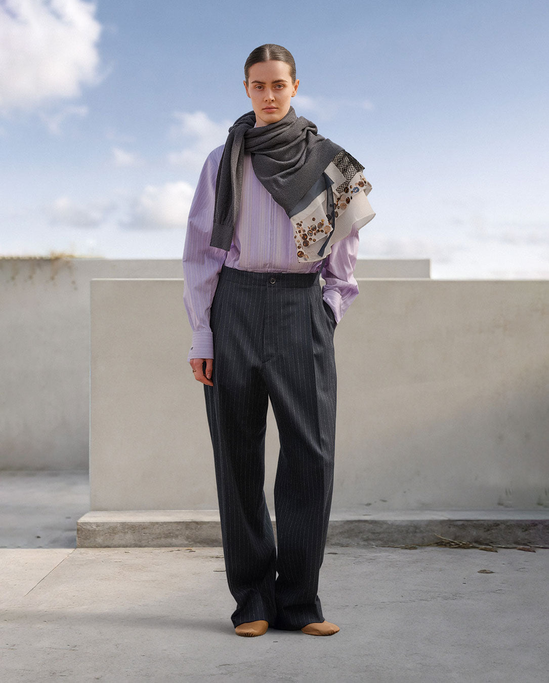 Wool Flannel Trousers navy st