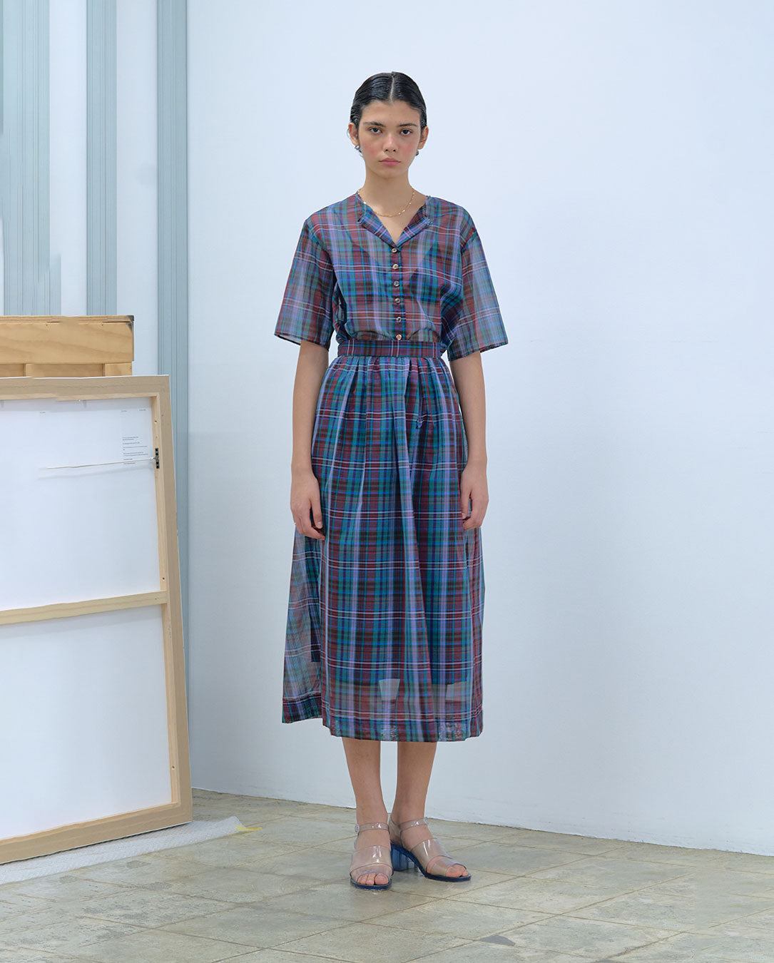 Semi-Sheer Yarn-Dyed Check Shirt check