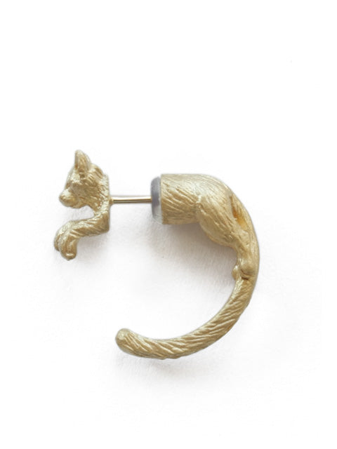 Cat Through Earring gold