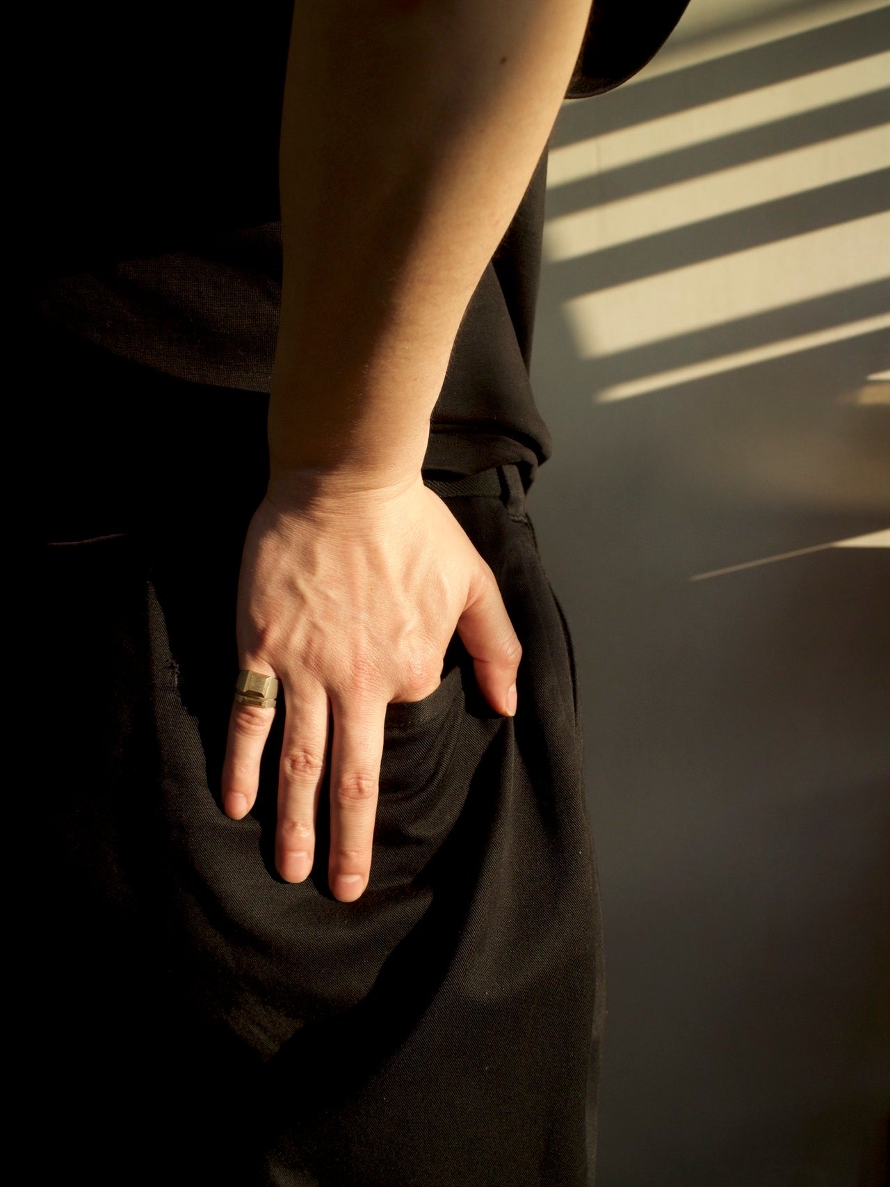 SV & 10K Signet Ring Cut Narrow