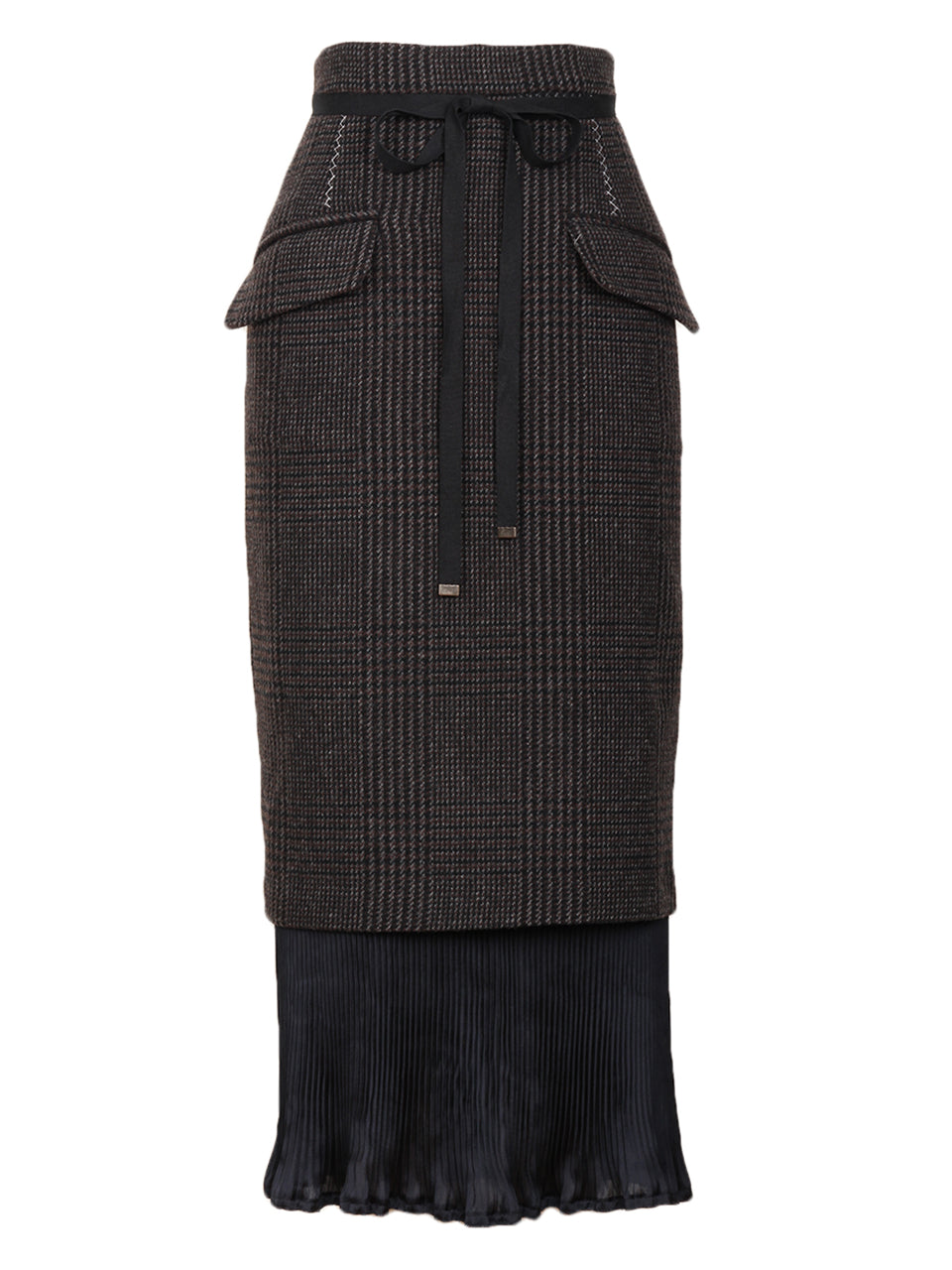 Glen Check Layered Skirt charcoal grey