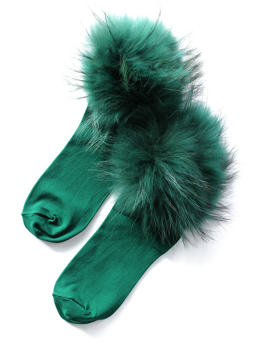 Raccon Fur Socks (green)