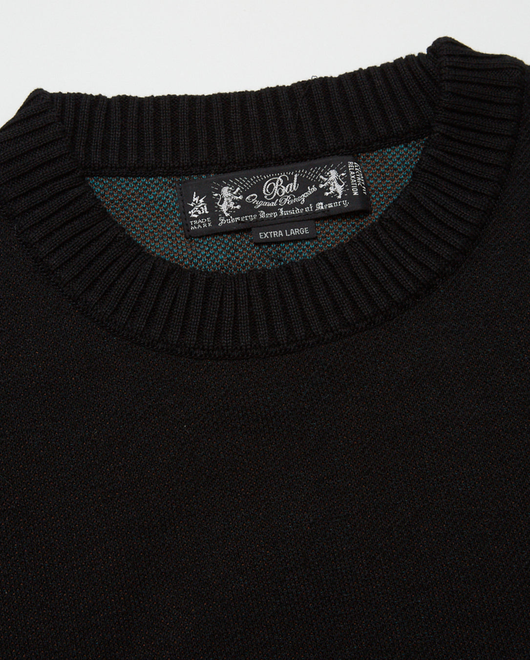 Jacquard Cotton Crew Neck Sweater black