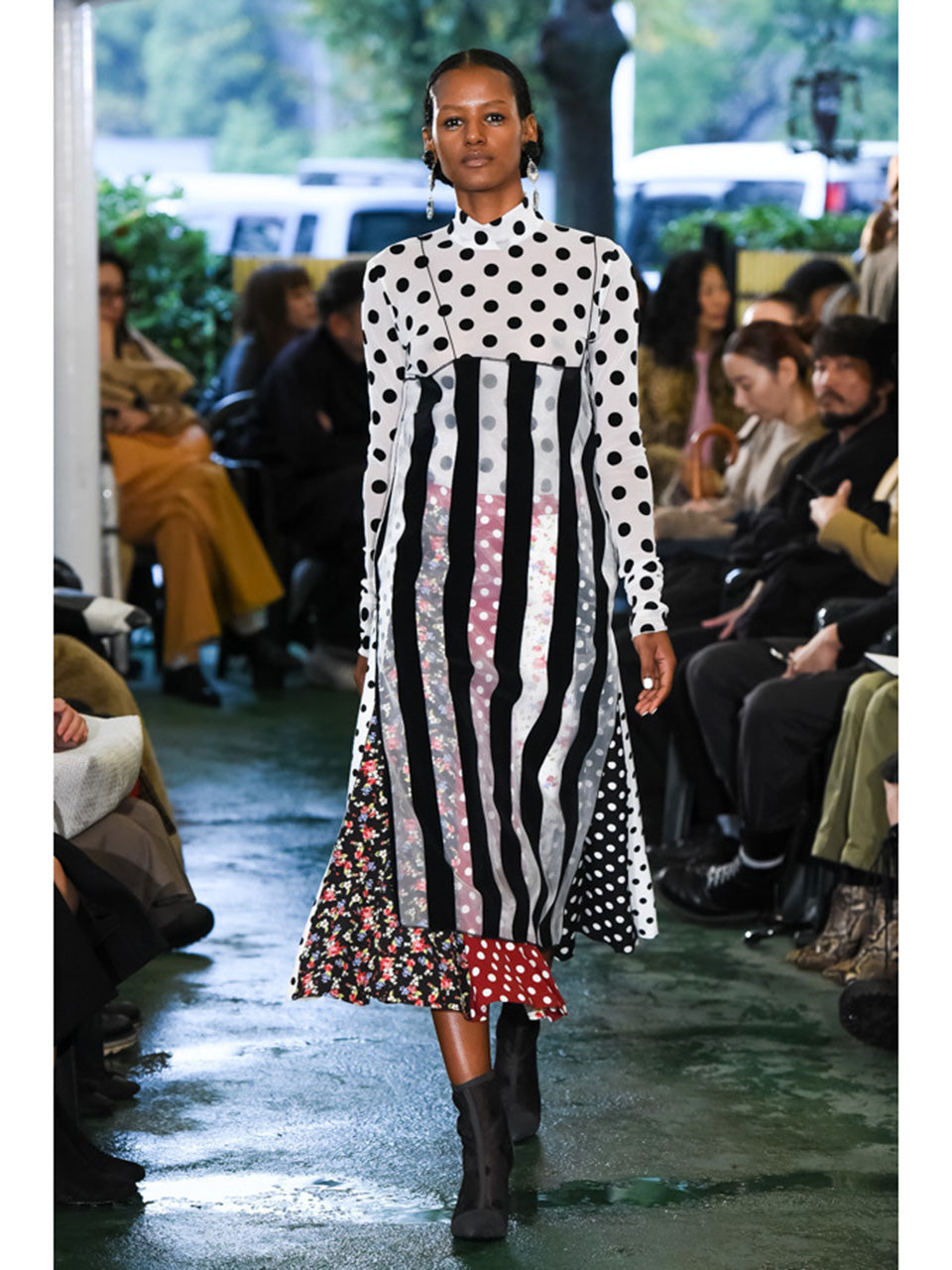 Striped Organza Cami Dress (burgundy)