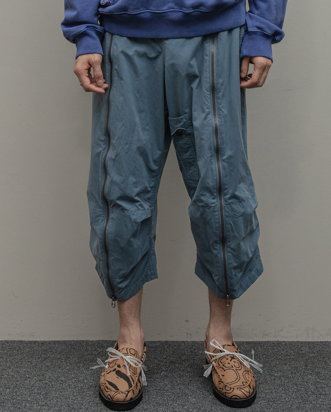 Zip Flight 3/4 Pants blue grey