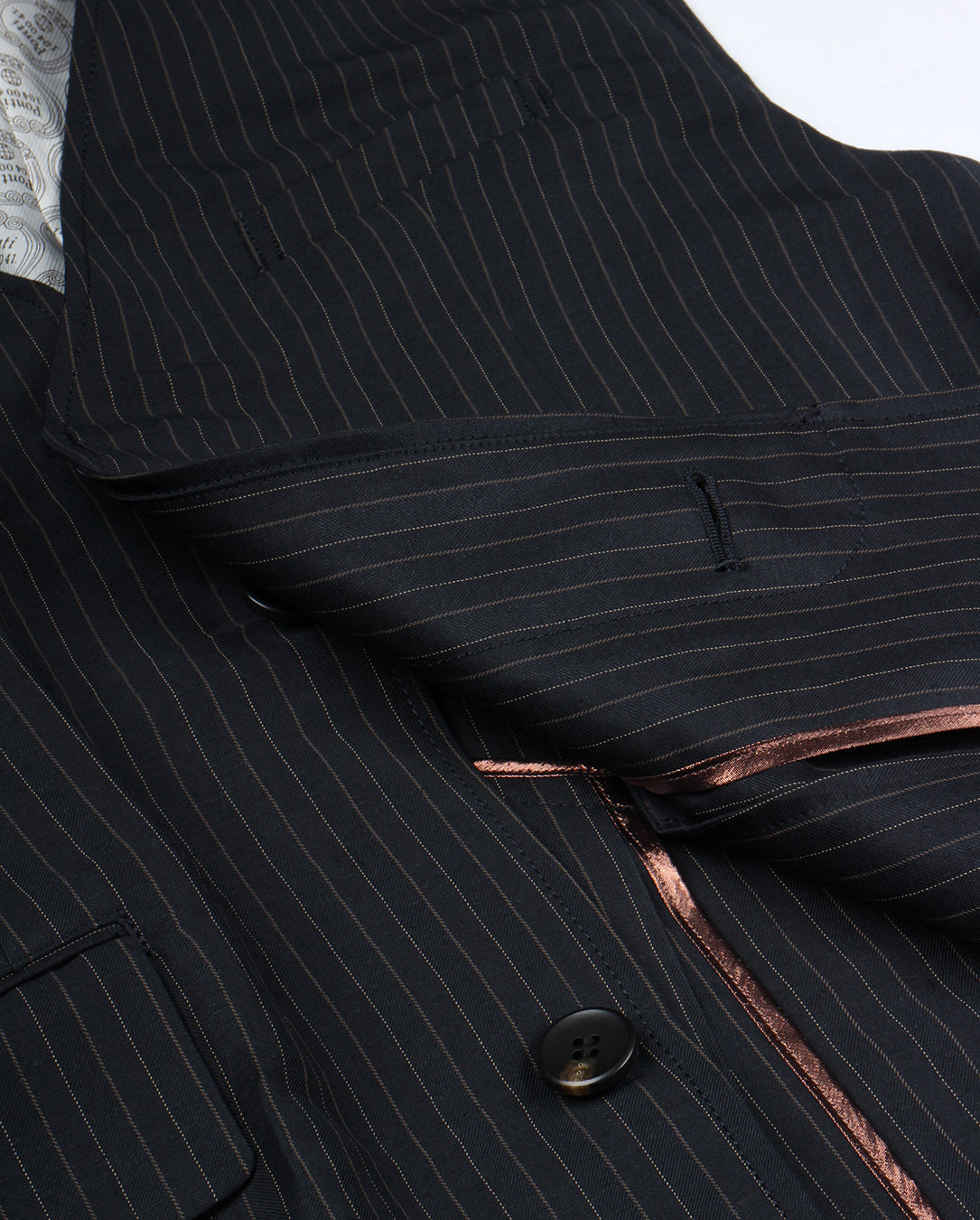 Linen Twill Sleeveless Jacket navy stripe