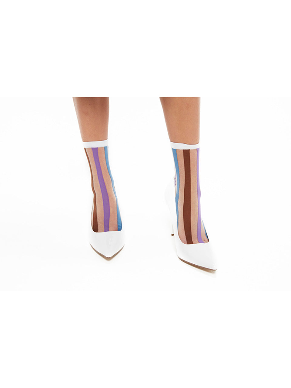 Color Lined See-Through Socks (white)