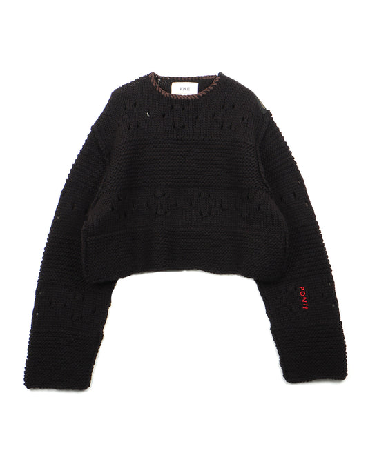 Plain Border Hand Knit black