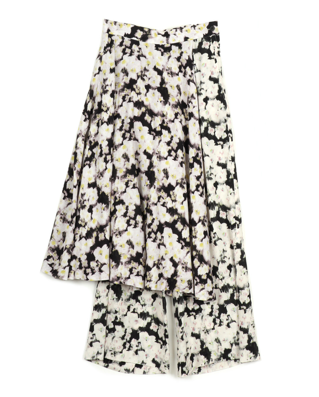 Rayon Print Skirt Pants black