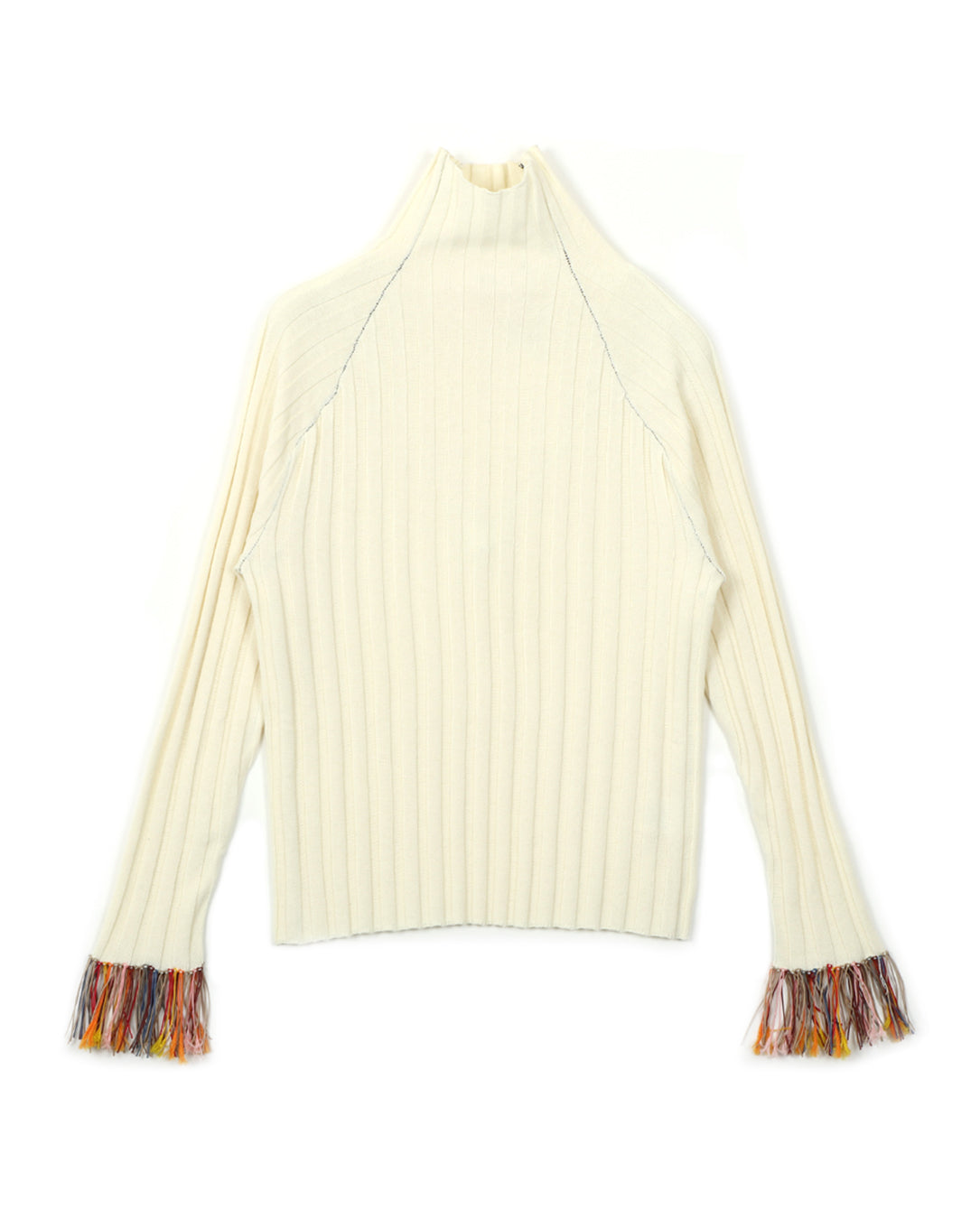 Cuff Fringe Knit off white