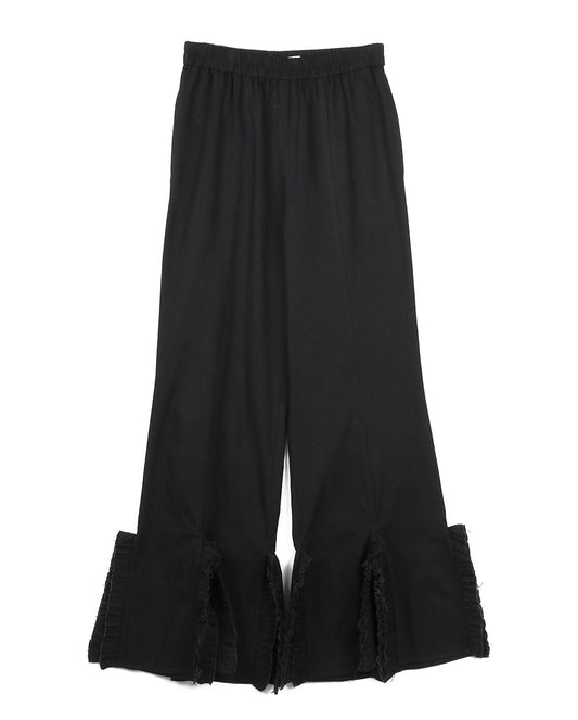 Chambray Frill Pants black