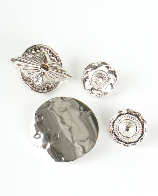 Pin Set Metal Concho silver