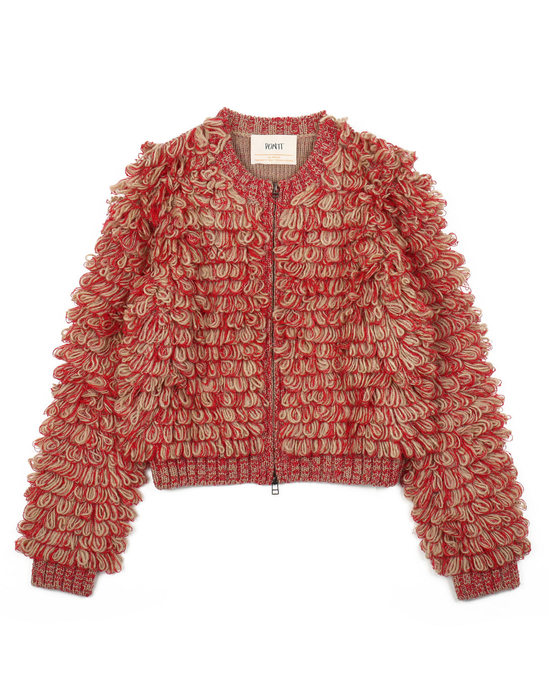 Mop Cardigan beige/red