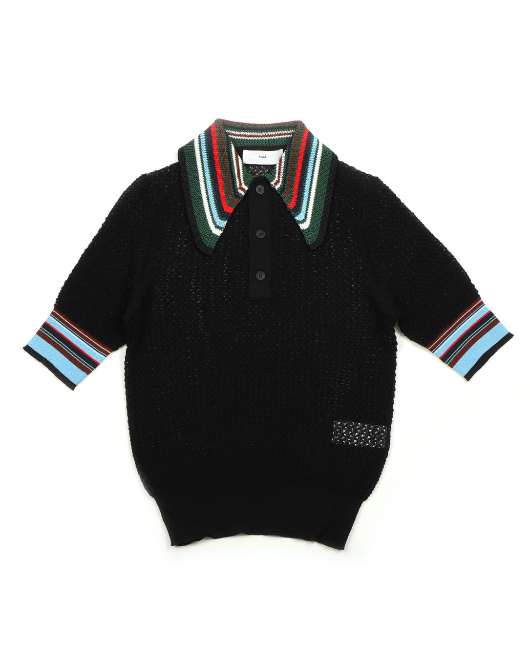 Lace Knit Polo Shirt black