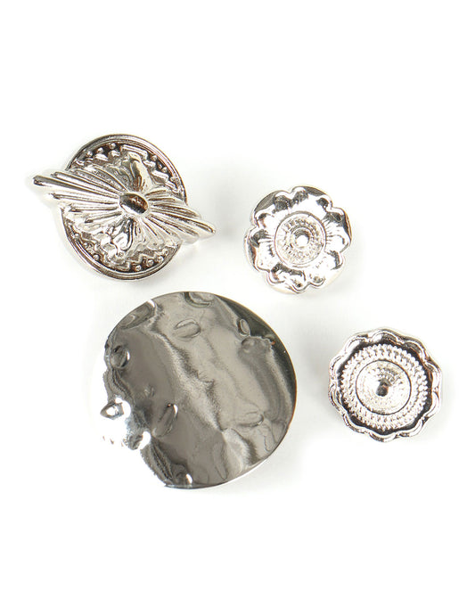Pin Set Metal Concho silver