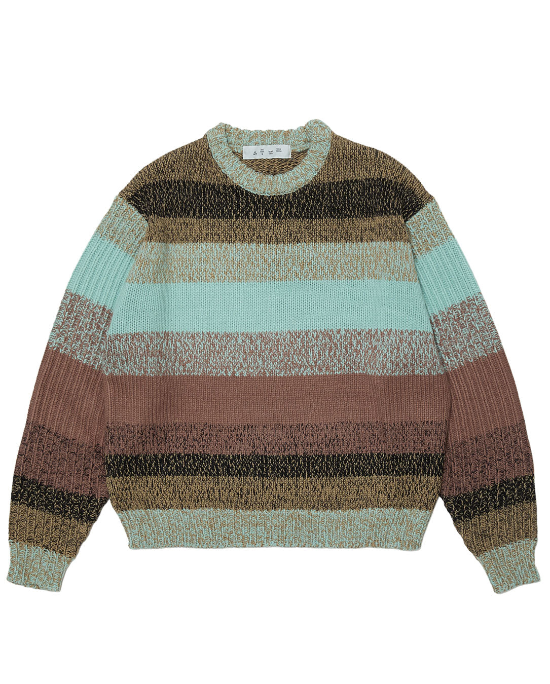 Gradation Stripe Crew Neck Sweater powder blue