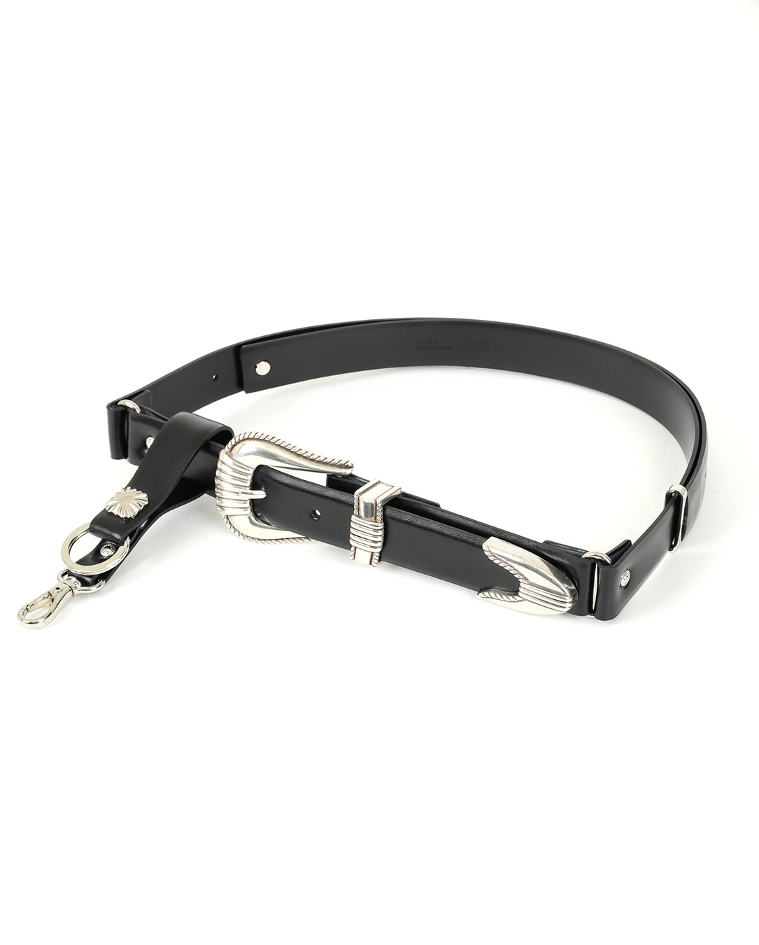 Metal buckle belt with key ring black