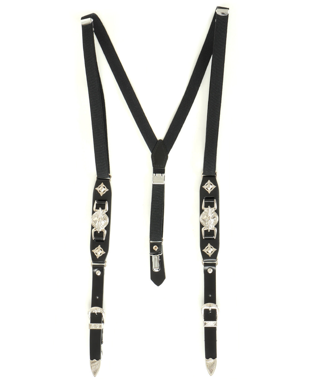 Metal Leather Suspenders black