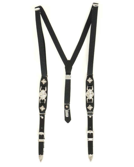 Metal Leather Suspenders black
