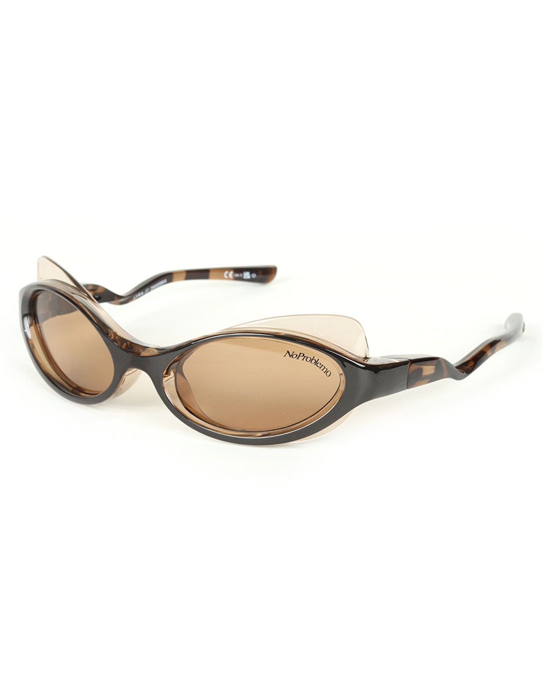 No Problemo x Le Specs Lyra Sunglasses tortoiseshell-dark-brown-mono