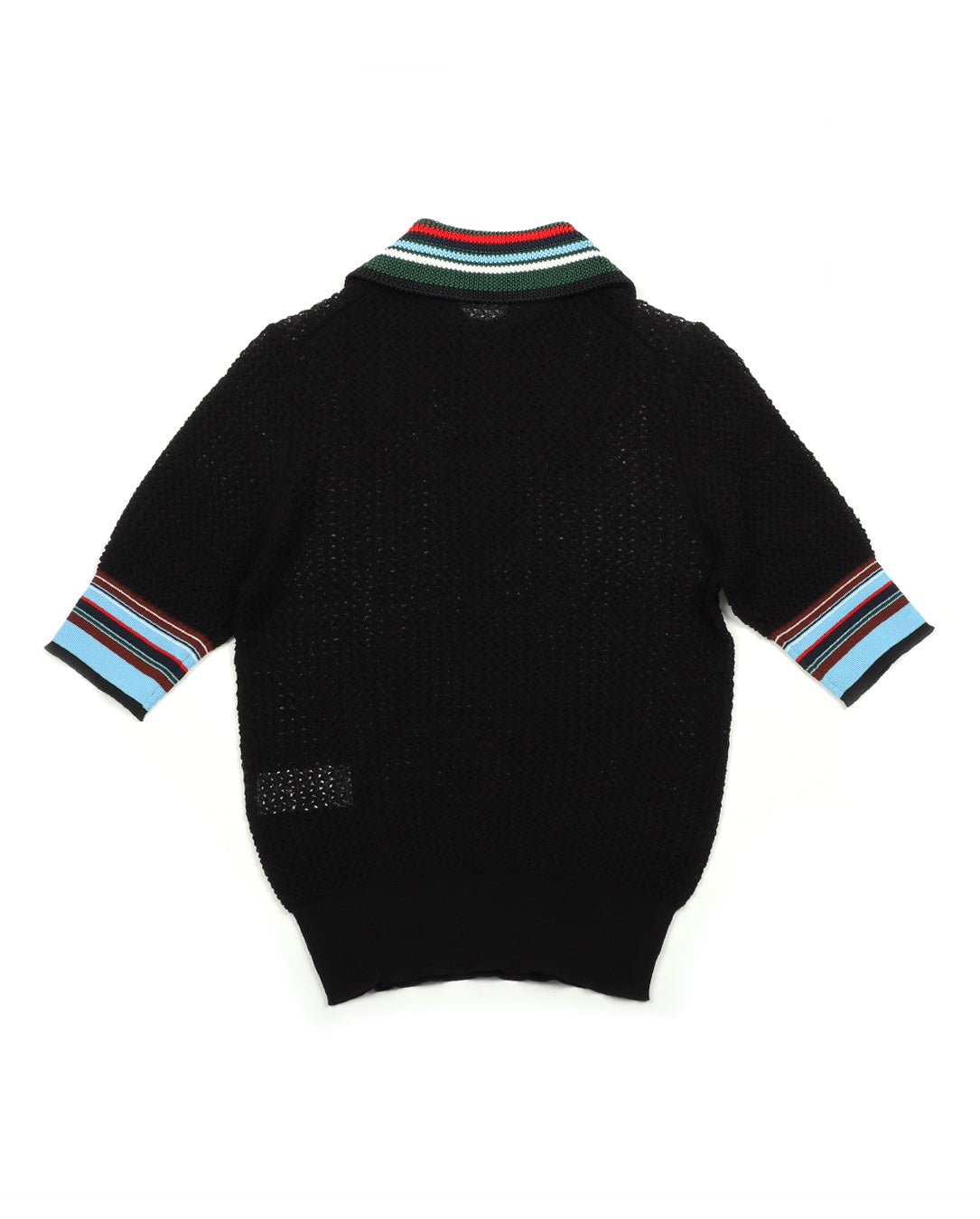 Lace Knit Polo Shirt black