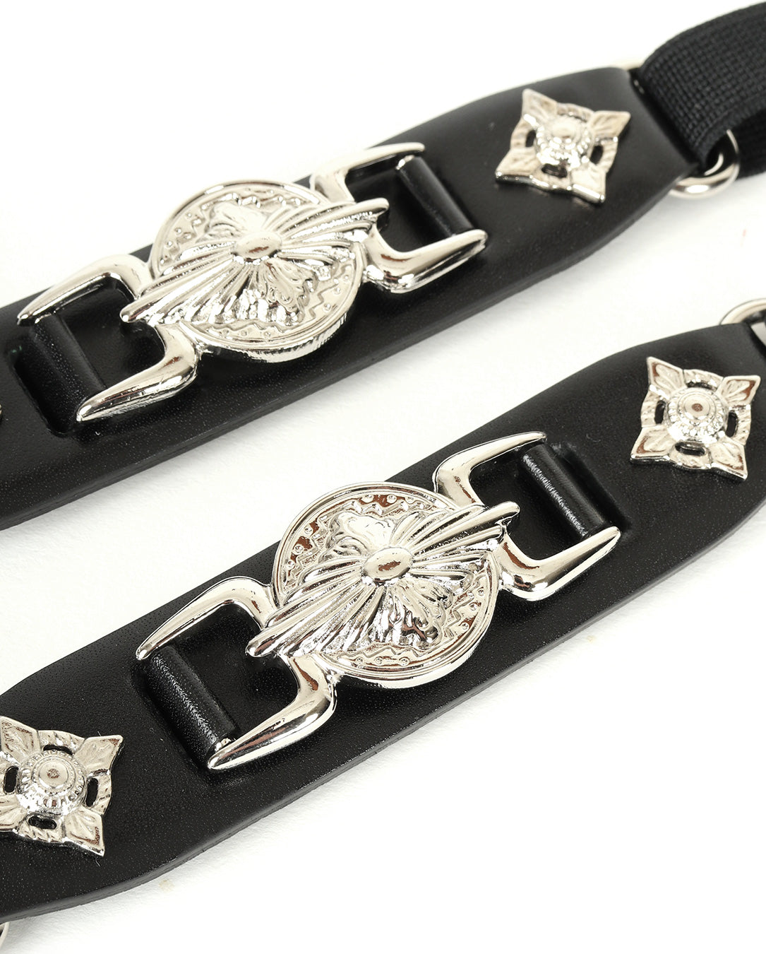 Metal Leather Suspenders black