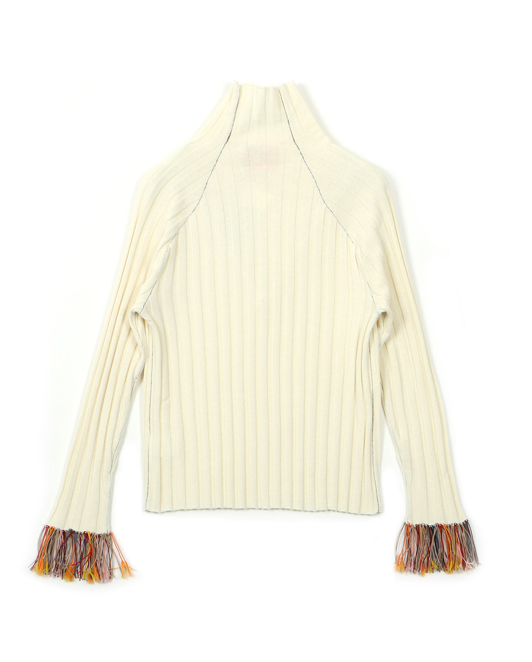 Cuff Fringe Knit off white