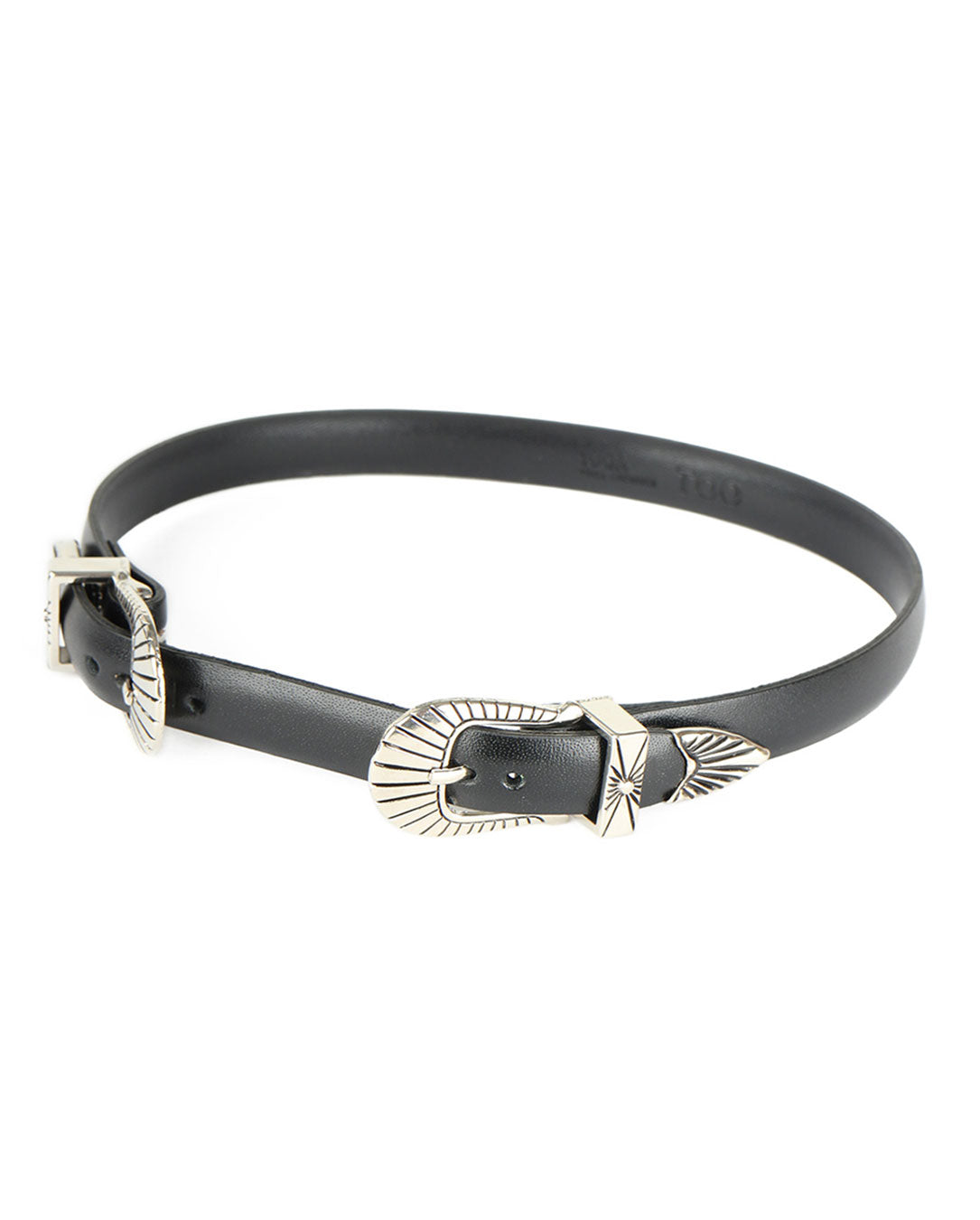 Double Buckle Leather Bangle black