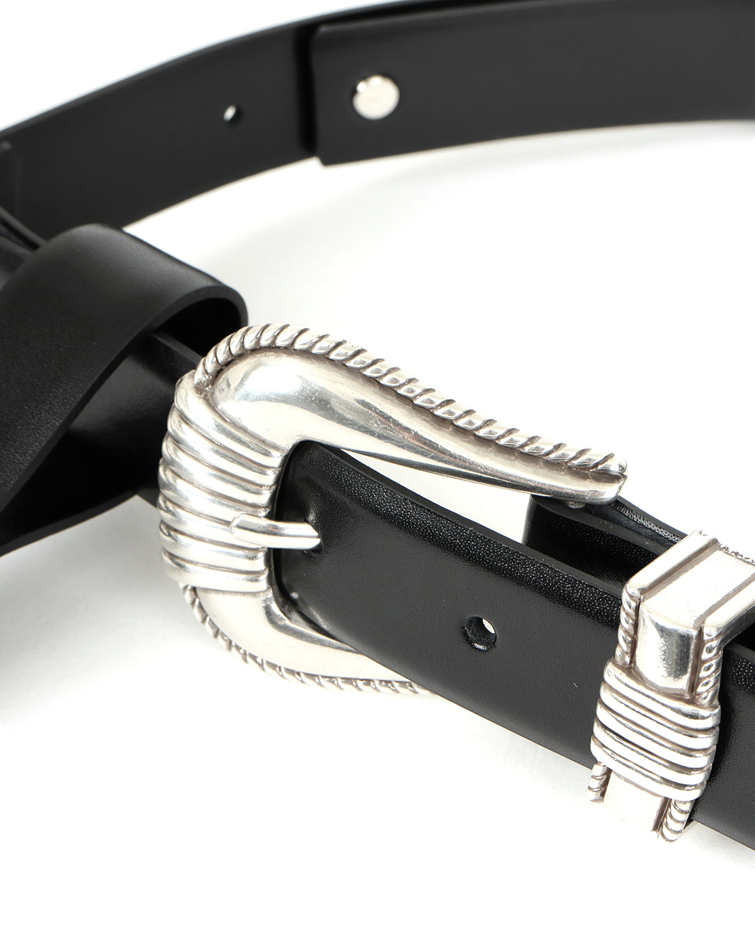 Metal buckle belt with key ring black