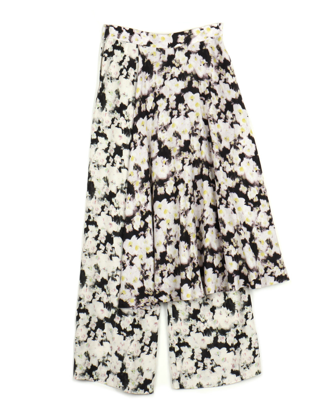 Rayon Print Skirt Pants black