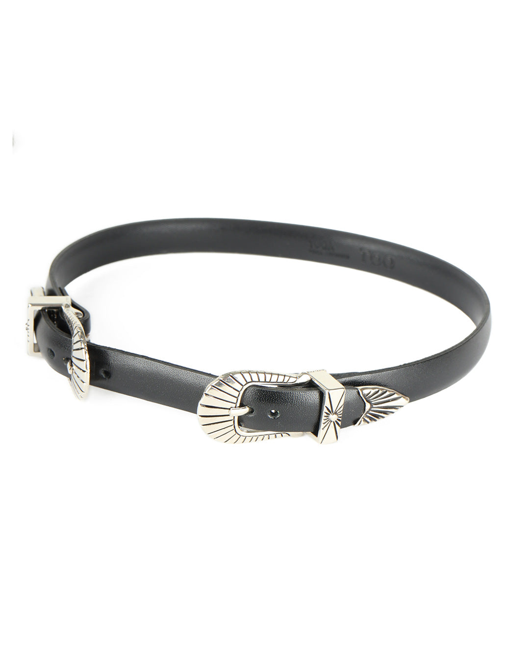 Double Buckle Leather Bangle black