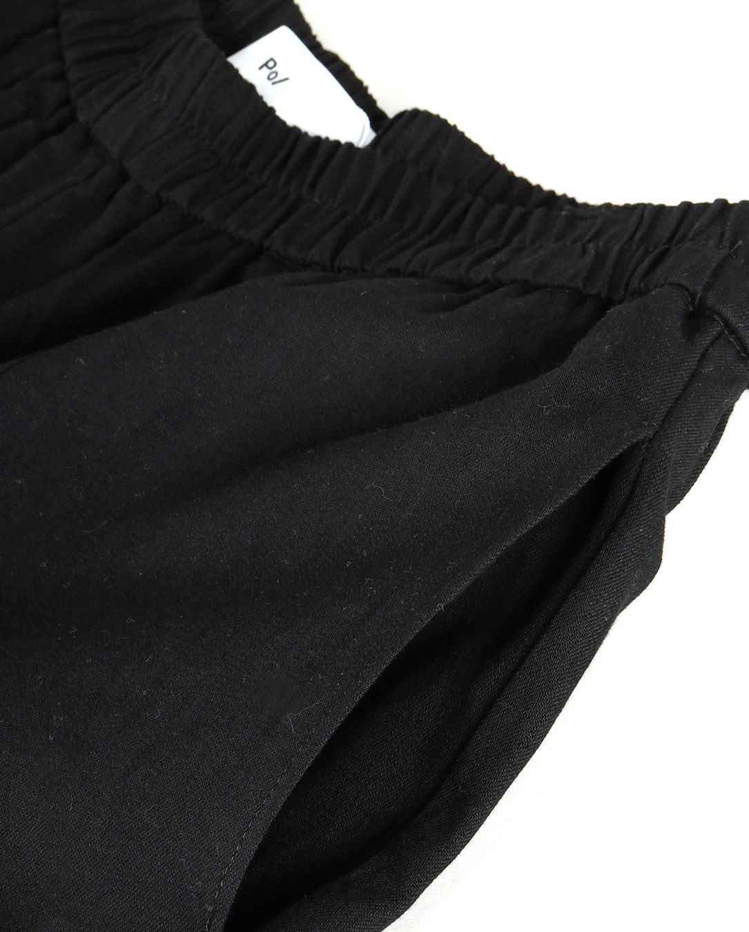 Chambray Frill Pants black