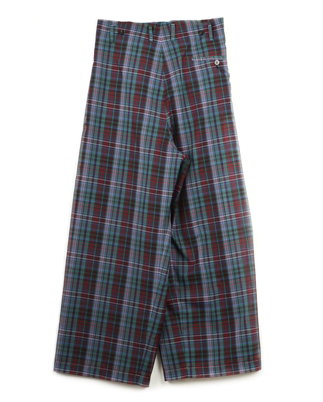 Semi-Sheer Yarn-Dyed Check Tuck Pants check