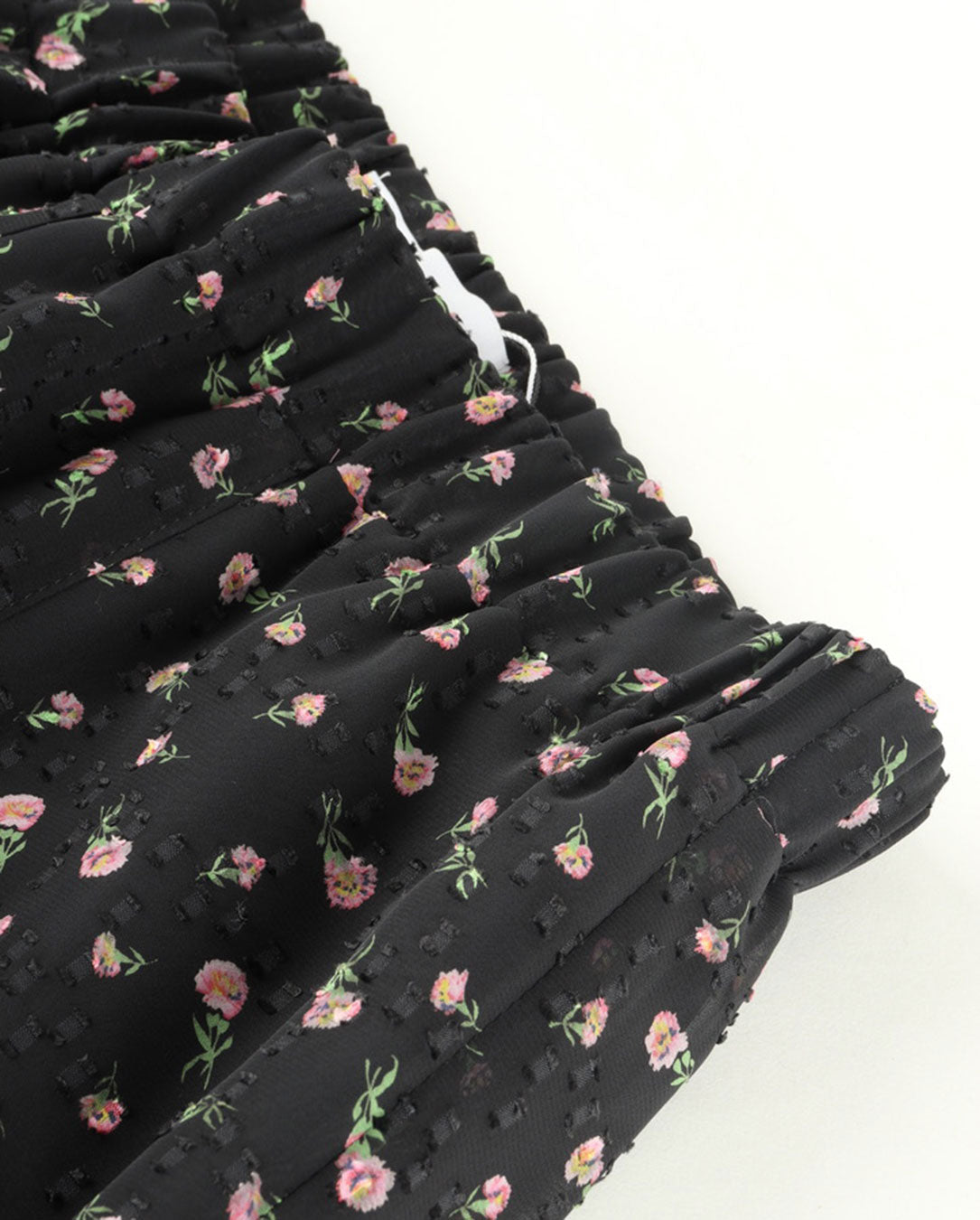 Flower Jacquard Frill Pants black