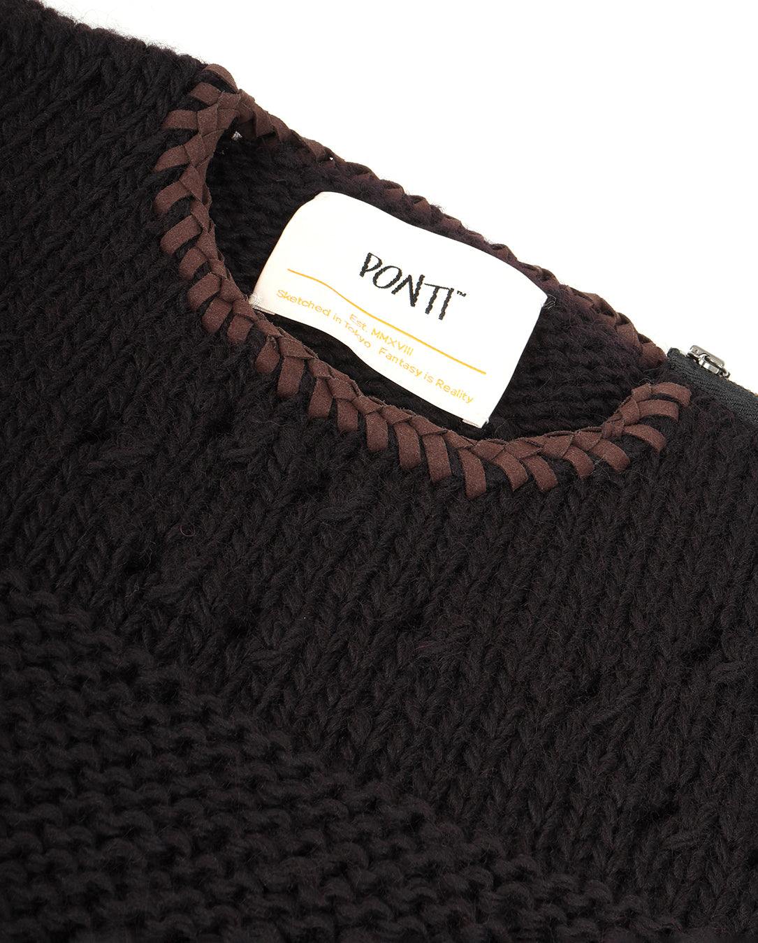 Plain Border Hand Knit black