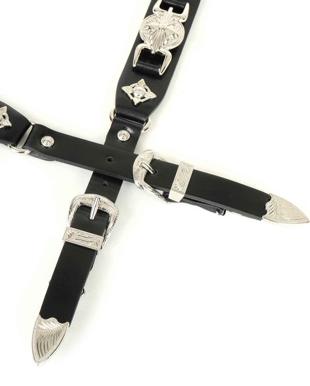 Metal Leather Suspenders black