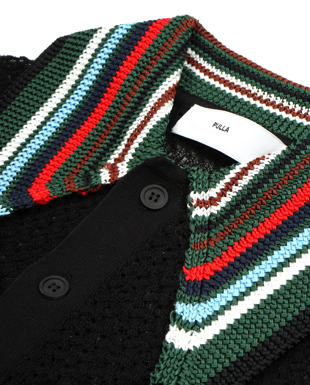 Lace Knit Polo Shirt black