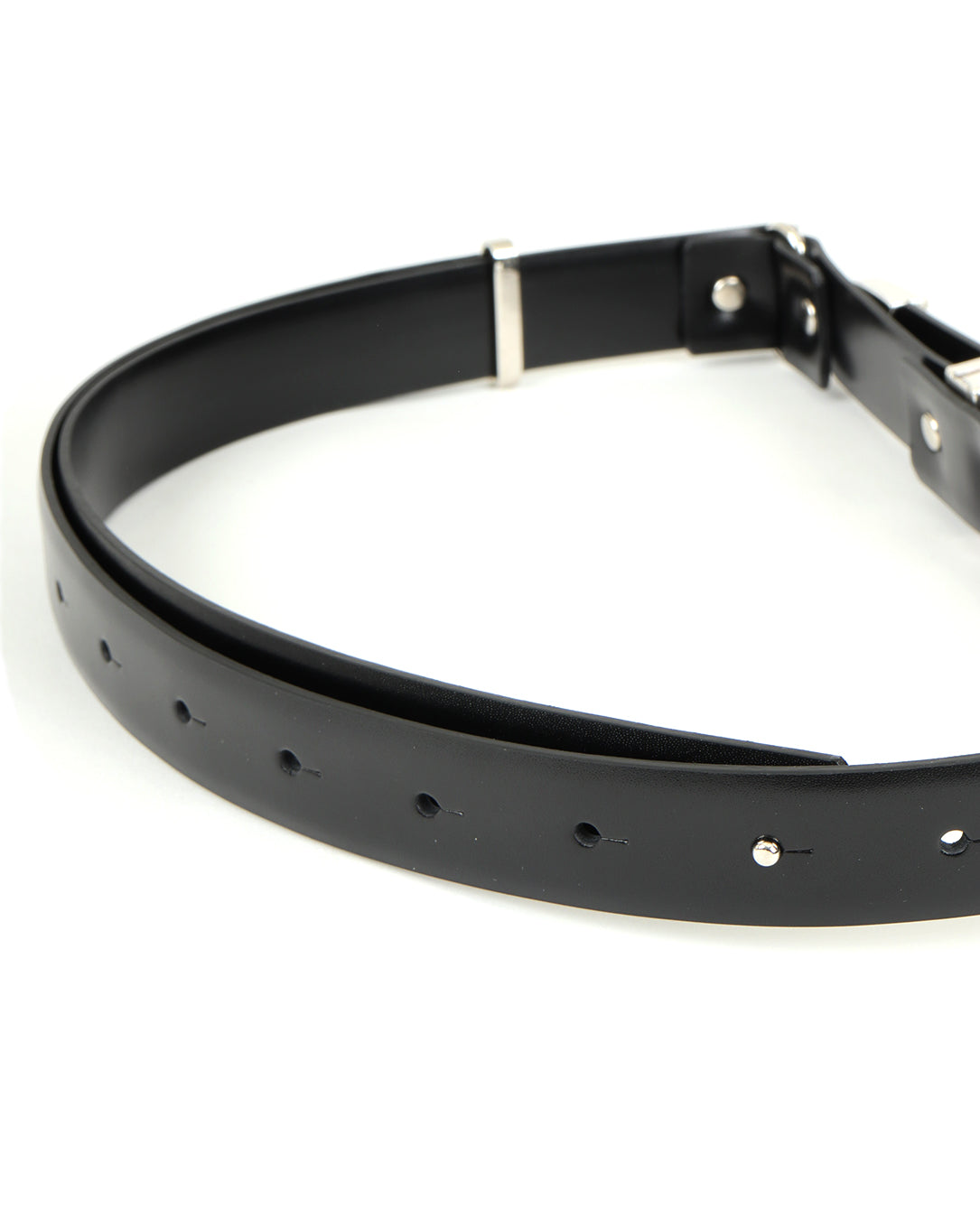 Metal buckle belt with key ring black