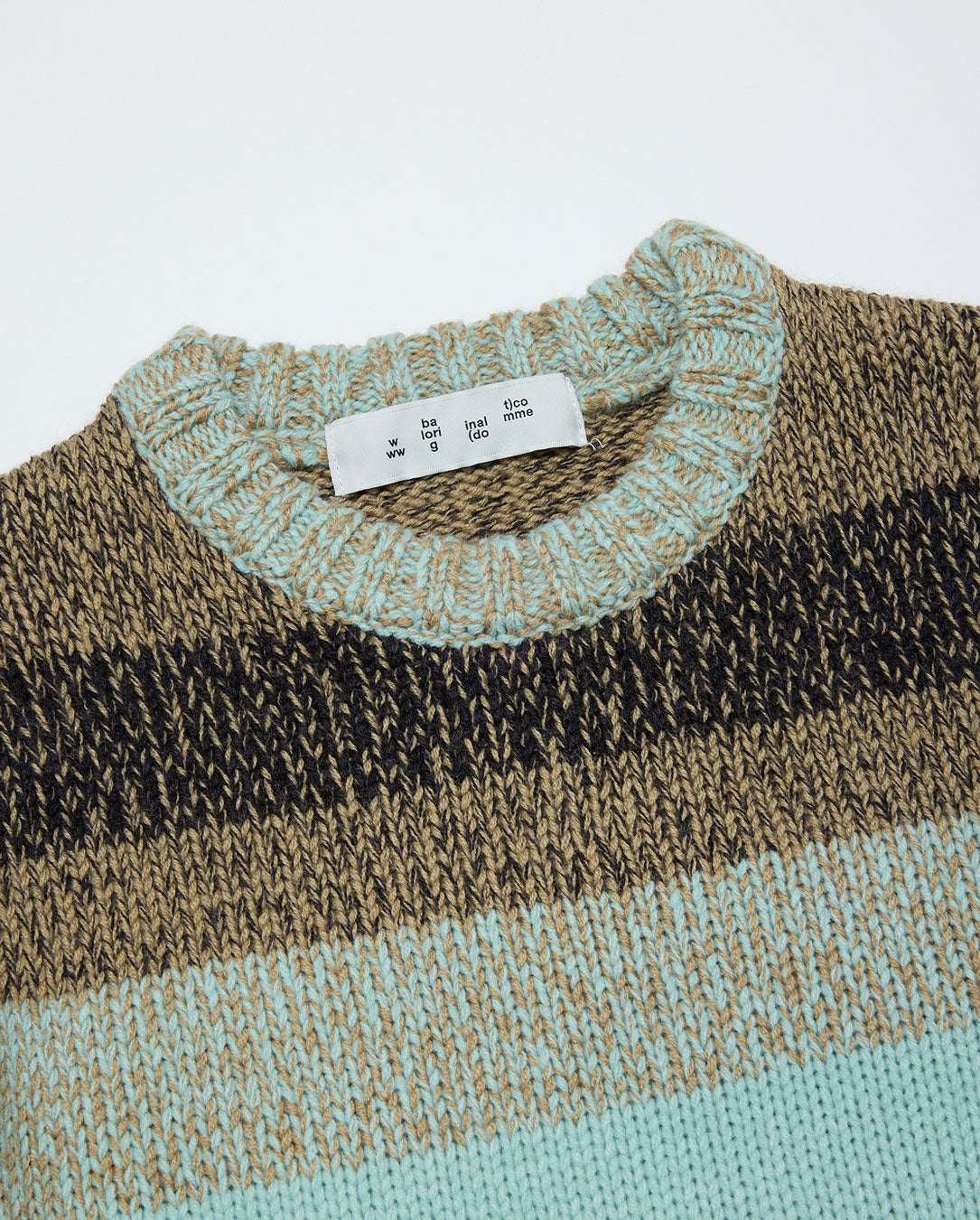 Gradation Stripe Crew Neck Sweater powder blue
