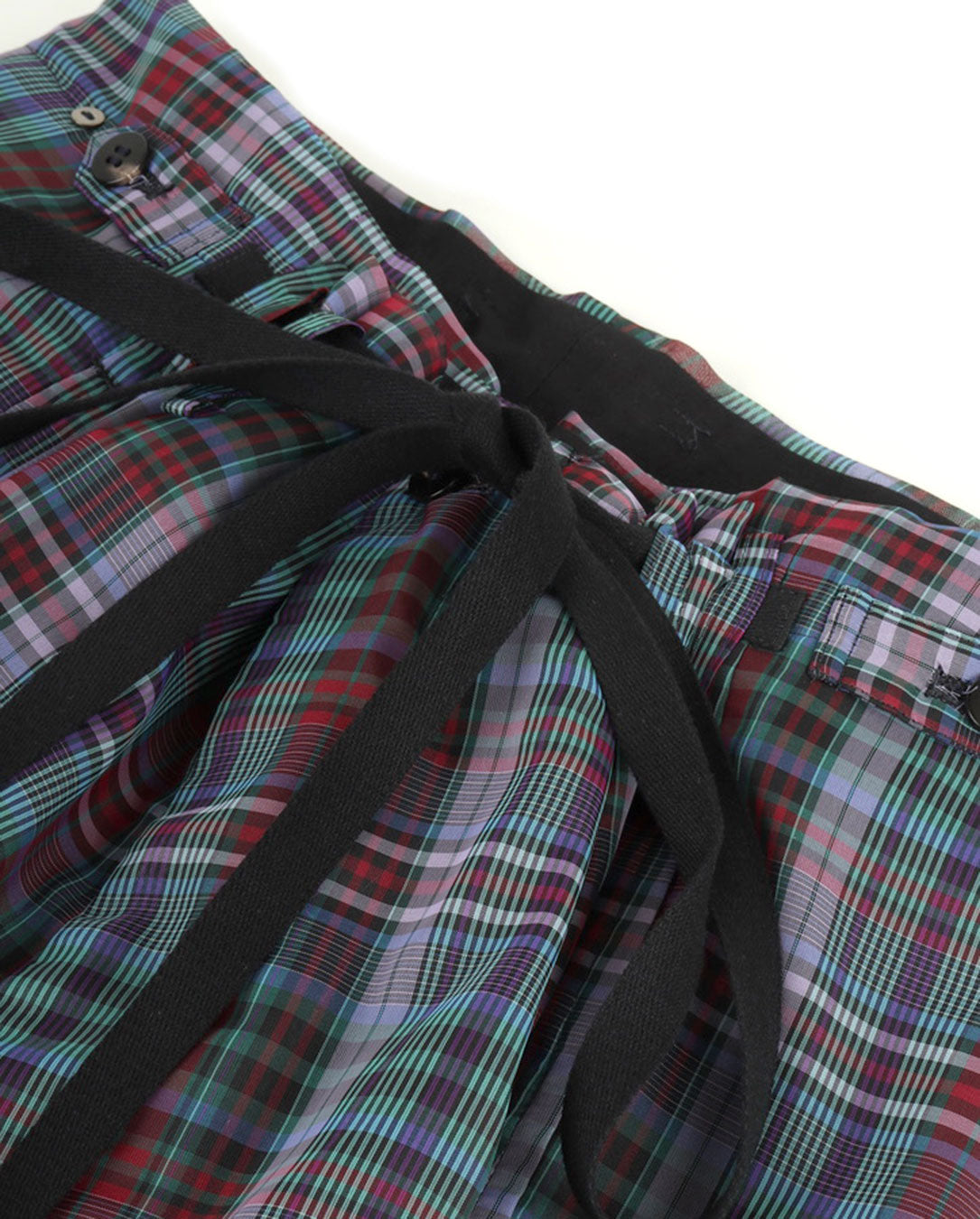 Semi-Sheer Yarn-Dyed Check Tuck Pants check